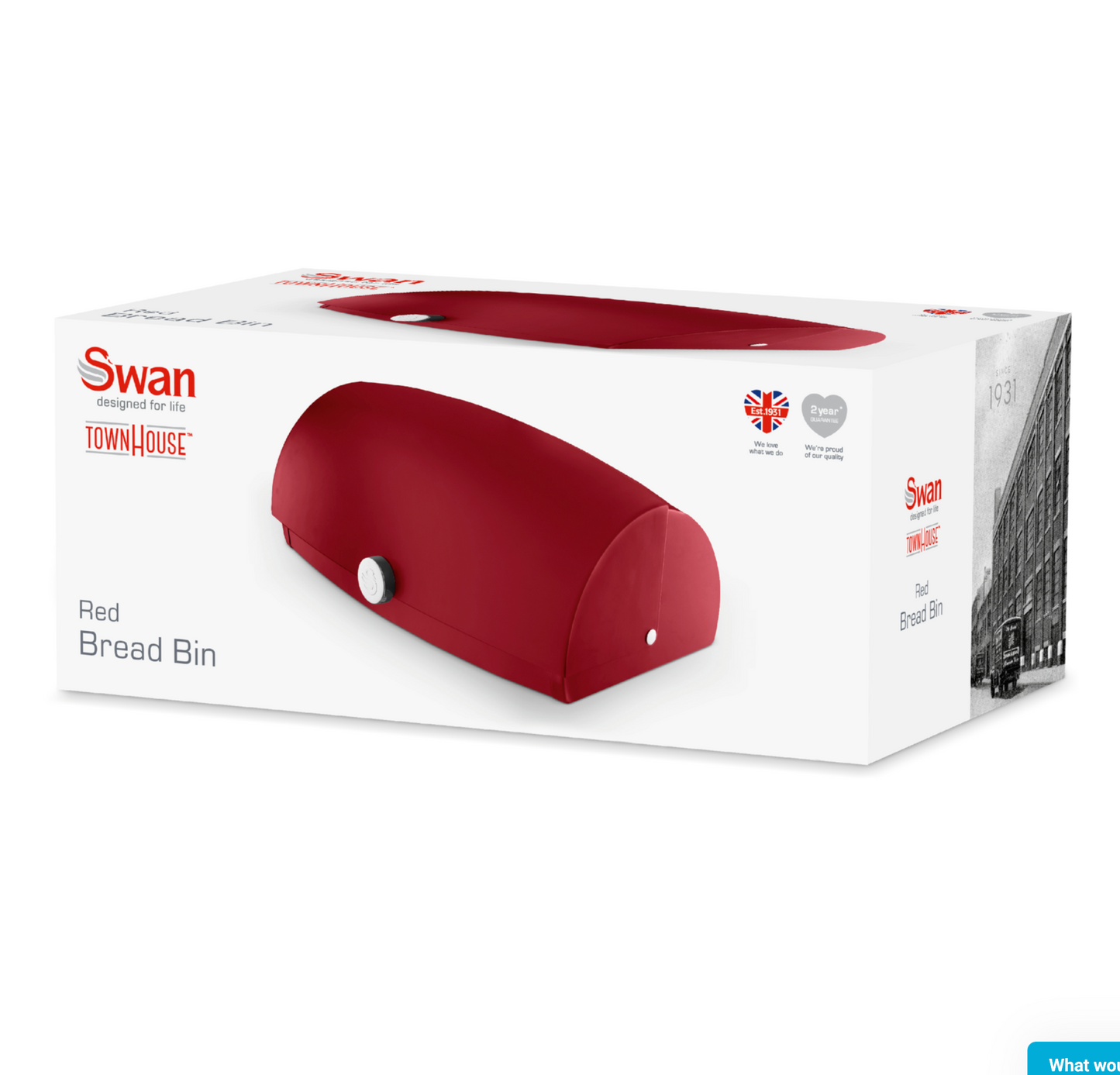 Swan TownHouse Bread Bin & Canisters Kitchen Set (Red)