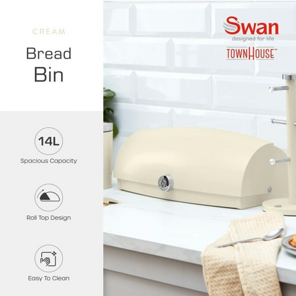 Swan Townhouse Bread Bin, Canisters, Towel Pole & Mug Tree Set (Cream) Kitchen Sets