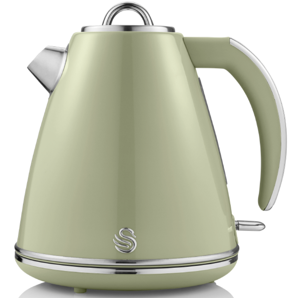 Swan Green Kettle Cordless Kitchen Fast Boil Stainless Steel Retro SK19020GN