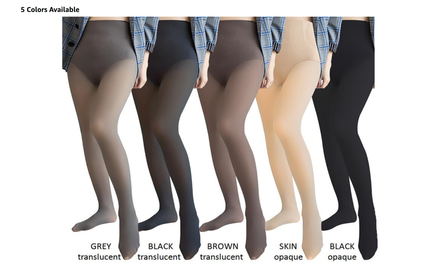 Womens Tummy Control Tights High-Stretch High Waist Support Full Toe (Black)