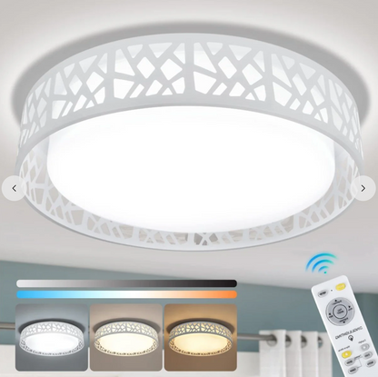 Smart Ceiling Light LED White Round with Remote Control 3 Colour Modes