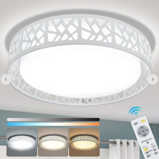 Smart Ceiling Light LED White Round with Remote Control 3 Colour Modes