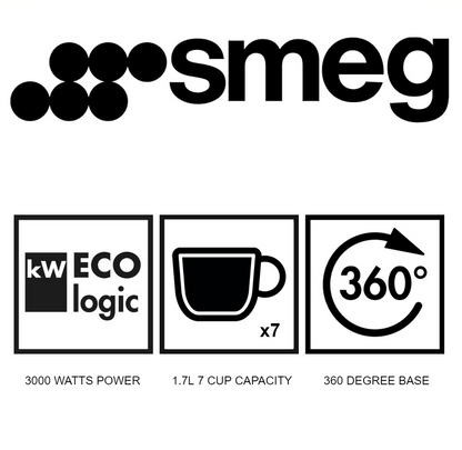 SMEG Retro Kettle Temperature Controlled KLF04BLUK (Black)