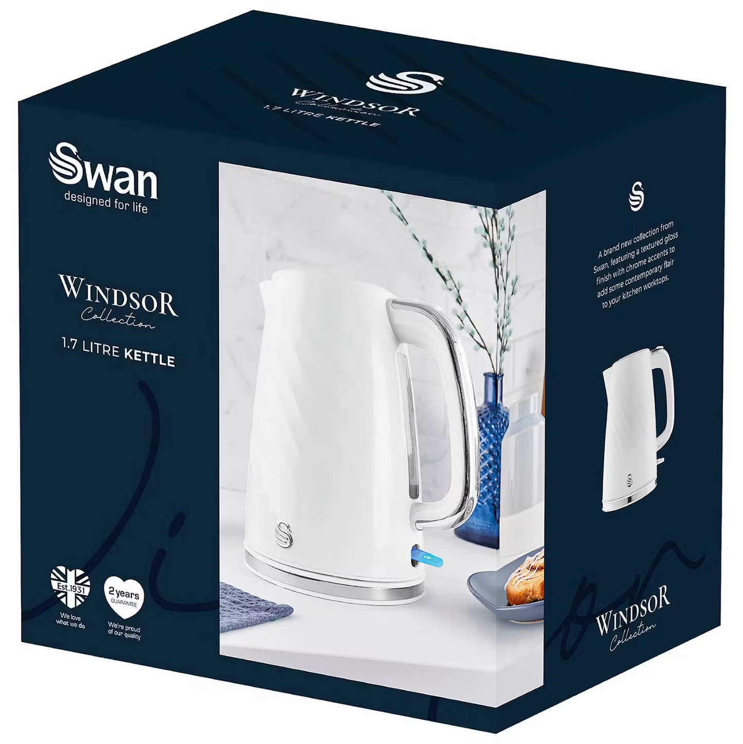 Swan Windsor Kettle with Removable Limescale Filter SK14611WHT (White)