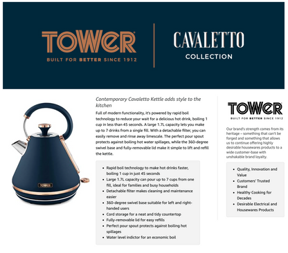 Tower Cavaletto Pyramid Kettle T10044MNB - (Midnight Blue)