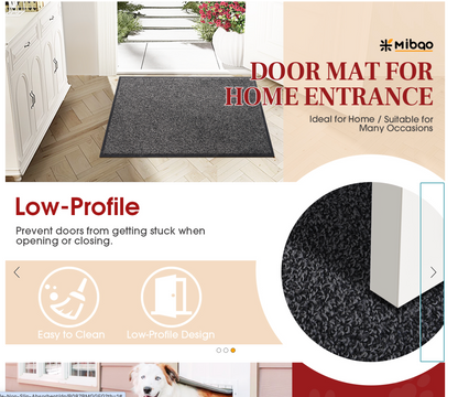 Entrance Doormat Large Absorbent Barrier Washable Non-Slip Door Mat (Black)