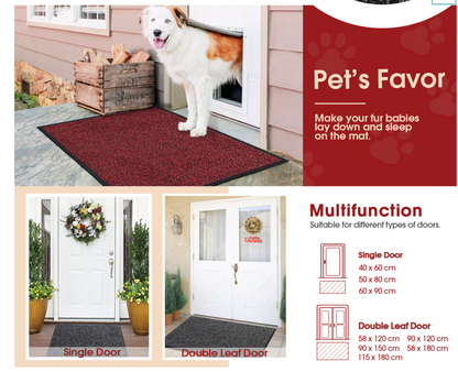 Entrance Doormat Large Absorbent Barrier Washable Non-Slip Door Mat (Black)