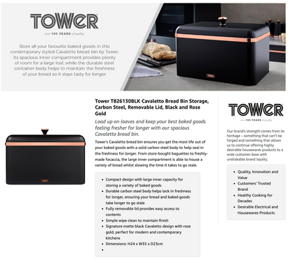 Tower Cavaletto Bread Bin T826130BLK (Black)