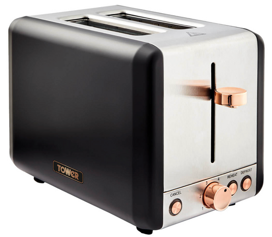 Tower Cavaletto 2 Slice Toaster with Rose Gold T20036RG (Black)