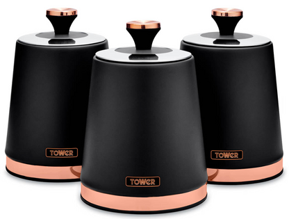 Tower Cavaletto Canister Set Kitchen Canisters T826131BLK (Black)