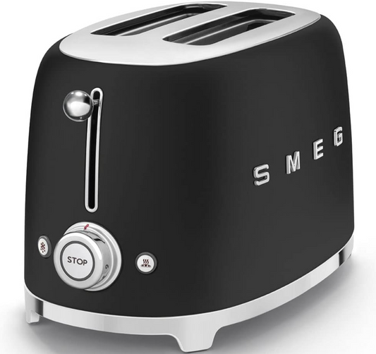 SMEG 2 Slice Toaster Extra Wide Slots TSF01BLMUK (Matte Black)