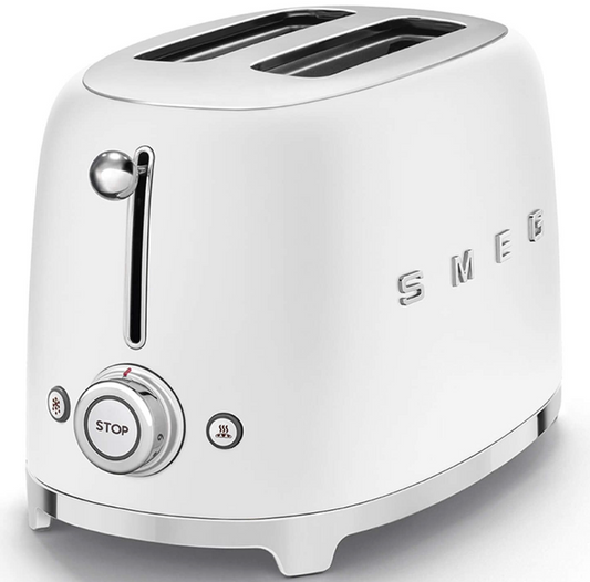 SMEG 2 Slice Toaster Extra Wide Slots TSF01WHMUK (Matte White)