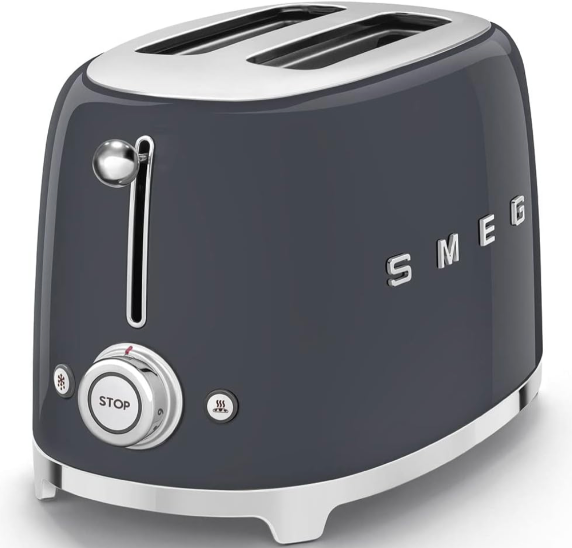 SMEG Retro 2 Slice Toaster Wide Slots TSF01GRUK (Slate Grey)