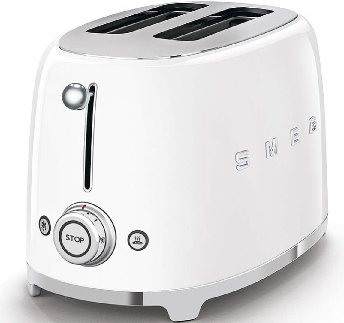 SMEG Retro 2 Slice Toaster Wide Slots TSF01WHUK (White)