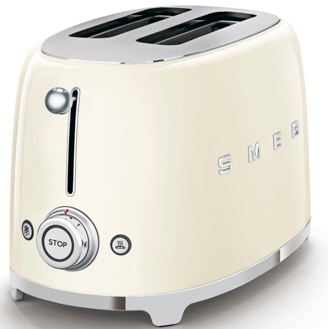 SMEG Retro 2 Slice Toaster Wide Slots TSF01CRUK (Cream)