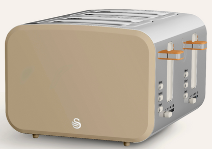 Swan Nordic 4 Slice Toaster with Wood Effect Accents ST14620OAT (Oatmeal)