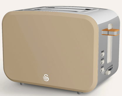 Swan Nordic 2 Slice Toaster with Wood Effect Accents ST14610OAT (Oatmeal)