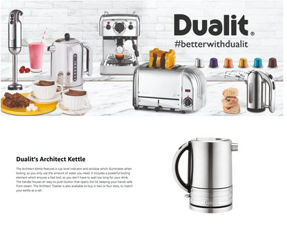 Dualit Architect Kettle Stainless Steel 72905 (Black Trim)