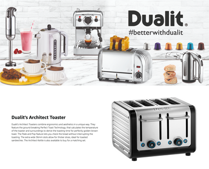 Dualit Architect Kettle & 4 Slice Toaster Matching Kitchen Set (Grey Trim)