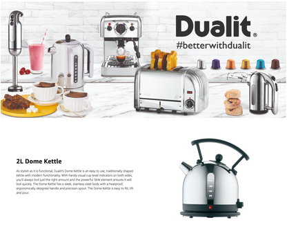 Dualit Lite Large Kettle & 4 Slice Toaster Matching Kitchen Set (Black Trim)