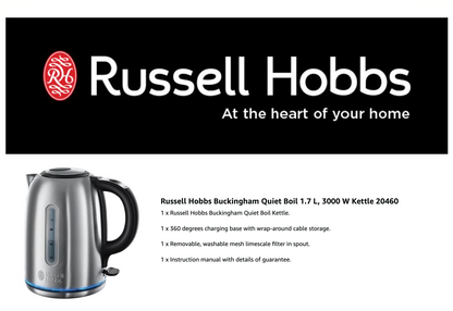 Russell Hobbs Buckingham Kettle & 4 Slice Toaster Matching Kitchen Set (Silver)