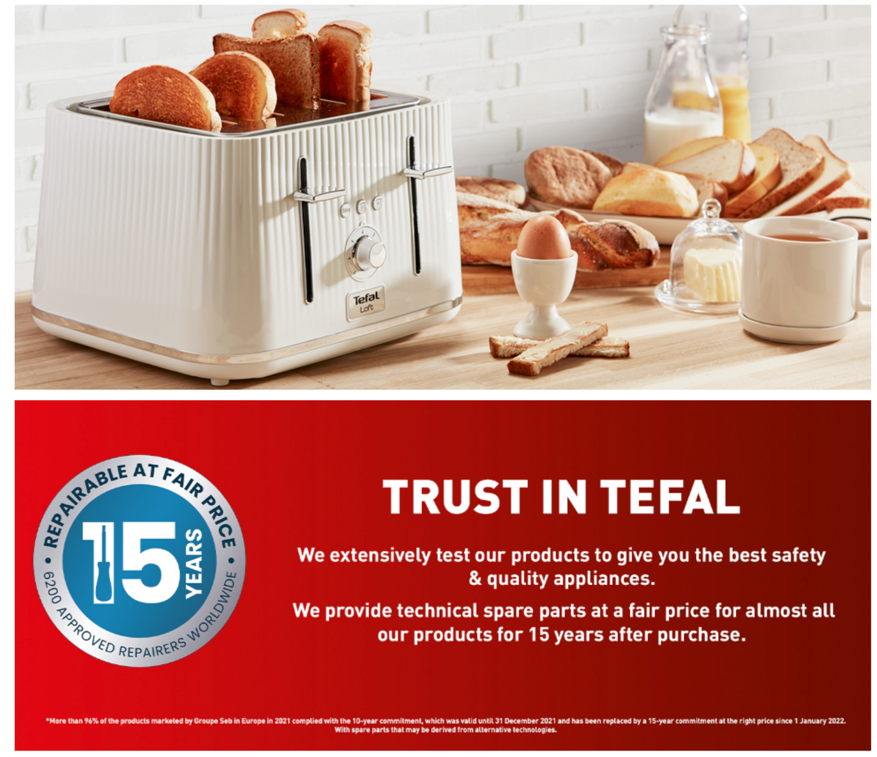 Tefal Loft 4 Slice Toaster TT760140 (White).