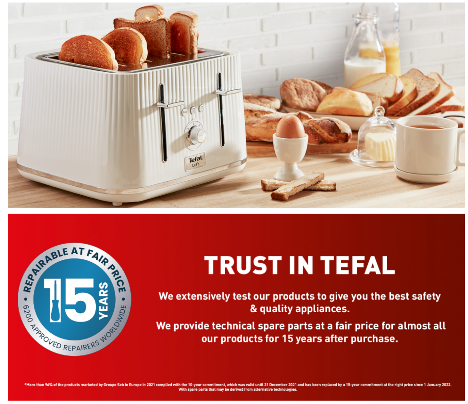 Tefal Loft 4 Slice Toaster TT760140 (White).