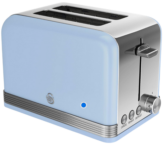 Swan Retro 2 Slice Toaster with 6 Browning Levels ST19010BLN (Blue)