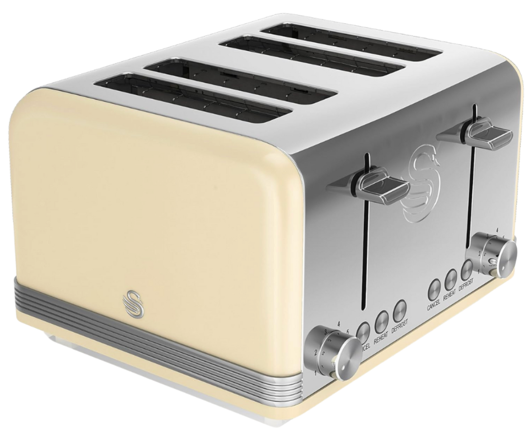 The Swan Retro 4-Slice Cream Toaster with Wide Slots