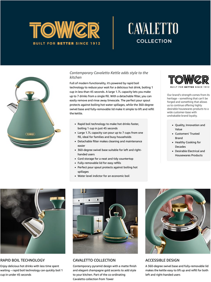 Tower Cavaletto Pyramid Kettle T10044JDE (Jade Green)