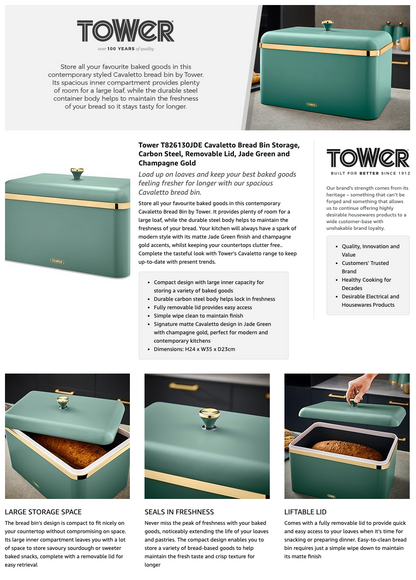 Tower Cavaletto Bread Bin T826130JDE (Jade Green)