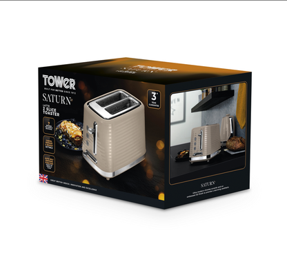 Tower Saturn Kettle & 2 Slice Toaster Kitchen Set (Latte)