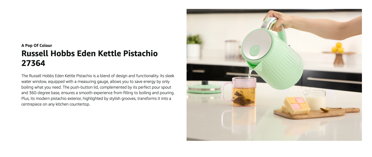 Russell Hobbs Eden Kettle 27364 Green (Pistachio) - Vibe Home
