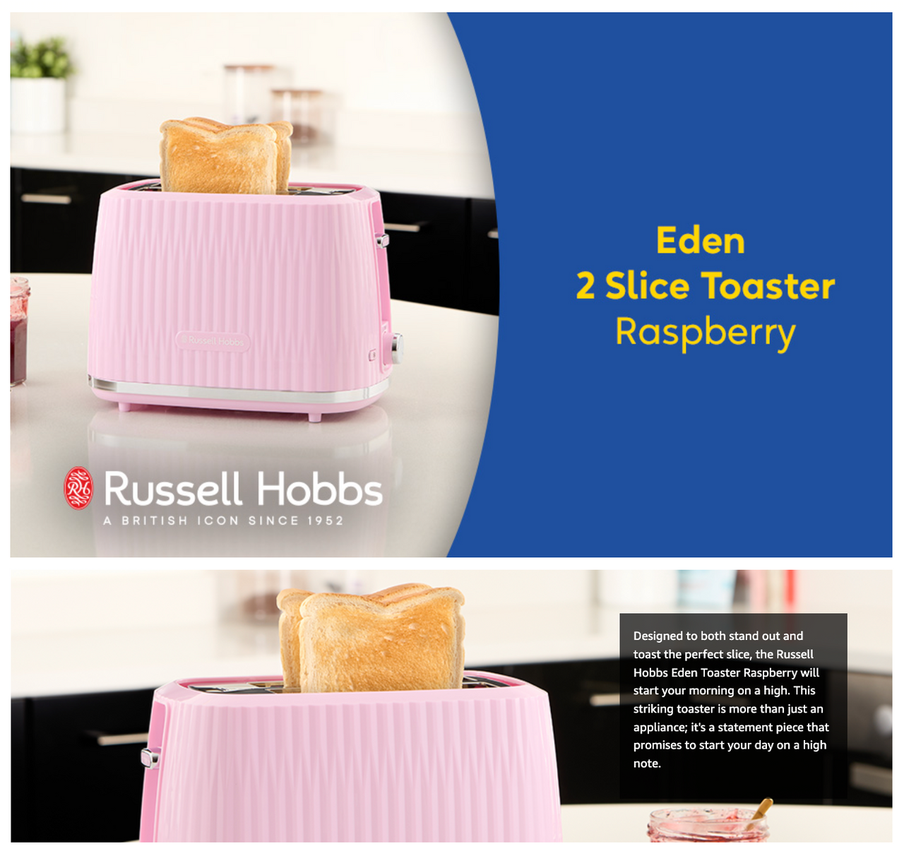 Russell Hobbs Eden Kettle 27362 Pink (Raspberry) - Vibe Home