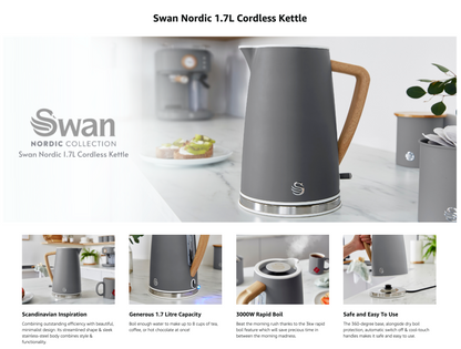 Swan Nordic Jug Kettle SK14610GRYN (Grey)