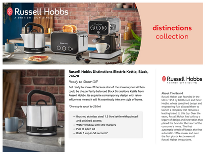 Russell Hobbs Distinctions Stainless Steel 1.5L Kettle 26420 (Black)