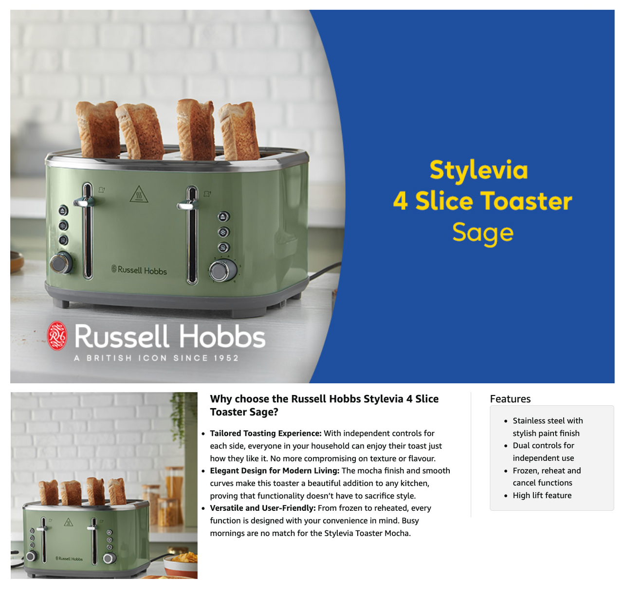 Sage 4-slice toaster on countertop with four bread slices in the slots
