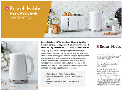 Russell Hobbs Honeycomb Kettle 26050 (White)