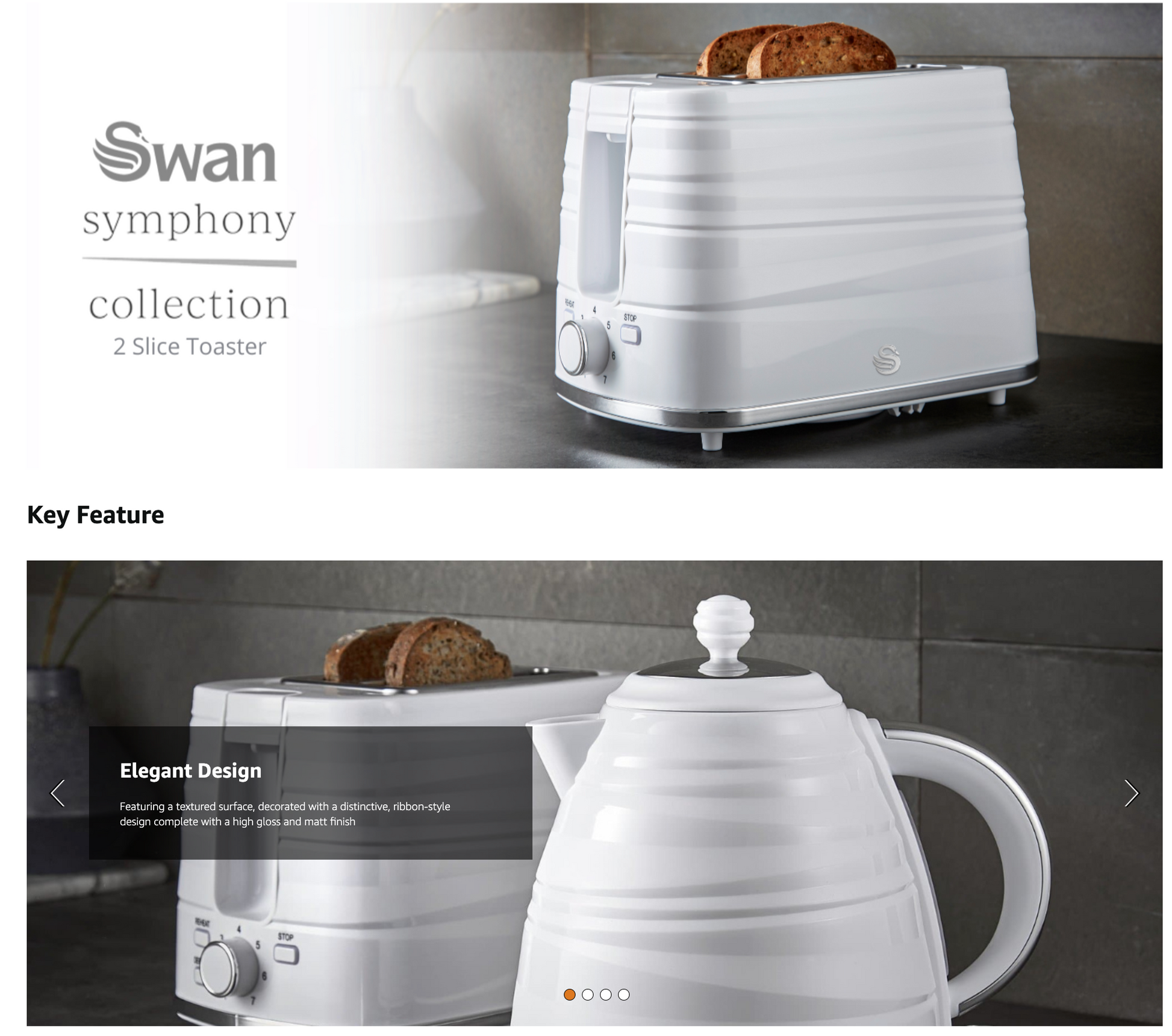 Swan Grey Kettle Set Swan Retro Kettle, Slice Toaster, Bread Bin