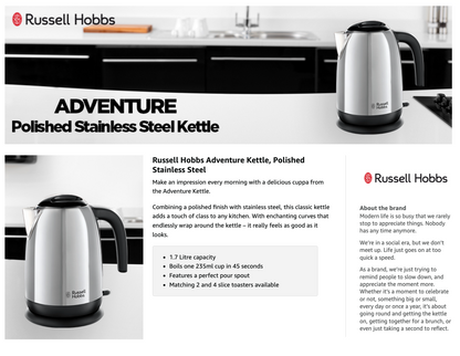 Russell Hobbs Adventure Jug Kettle 23911 (Silver).