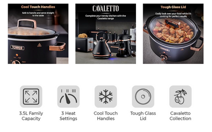 Tower Cavaletto 3.5L Slow Cooker T16042BLK (Black)