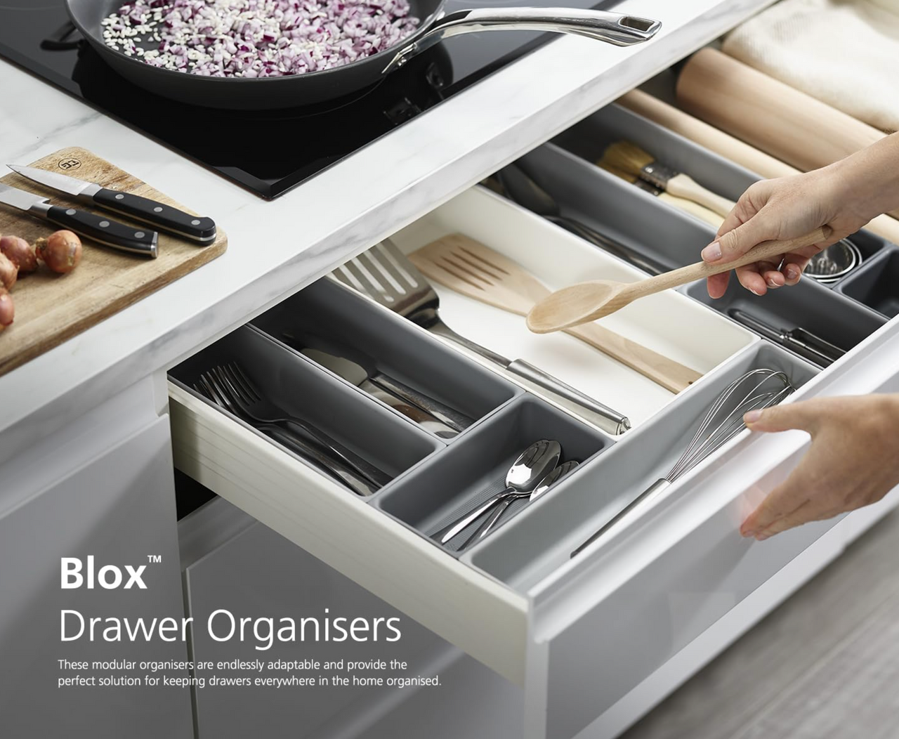 Joseph Joseph Blox 7-piece Grey Plastic Storage Trays Drawer Organiser 85199 - Vibe Home