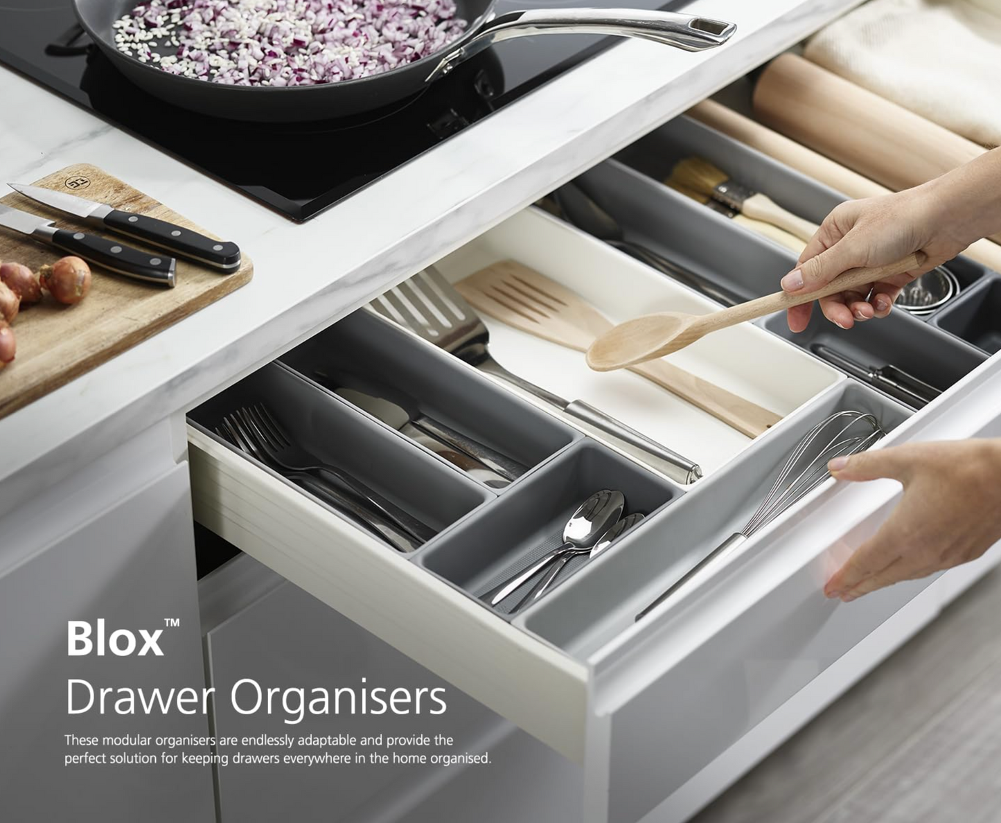 Joseph Joseph Blox 7-piece Plastic Storage Trays Drawer Organiser (Grey)