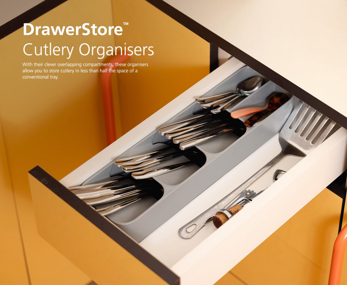 Joseph Joseph Drawer Store Large Compact Cutlery Organiser (Grey)