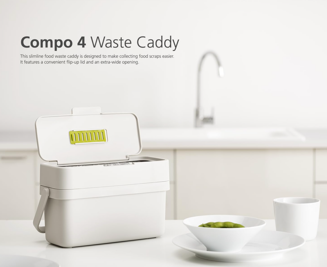 Joseph Joseph Compo 4 Graphite Food Waste Recycling Grey Caddy Slimline 30107 - Vibe Home