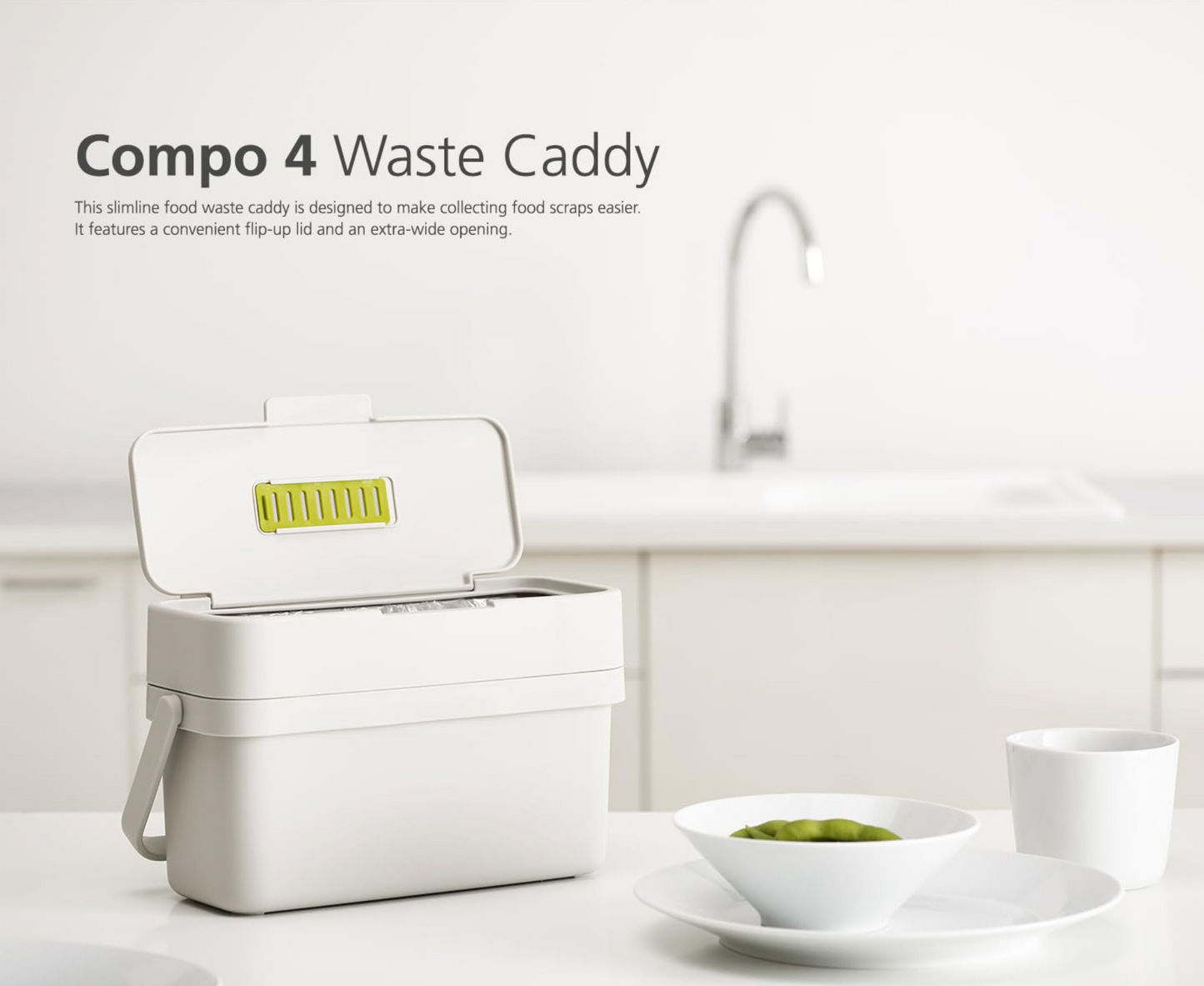 Joseph Joseph Compo 4 Easy-fill Slimline Food Waste Recycling Caddy (Graphite)