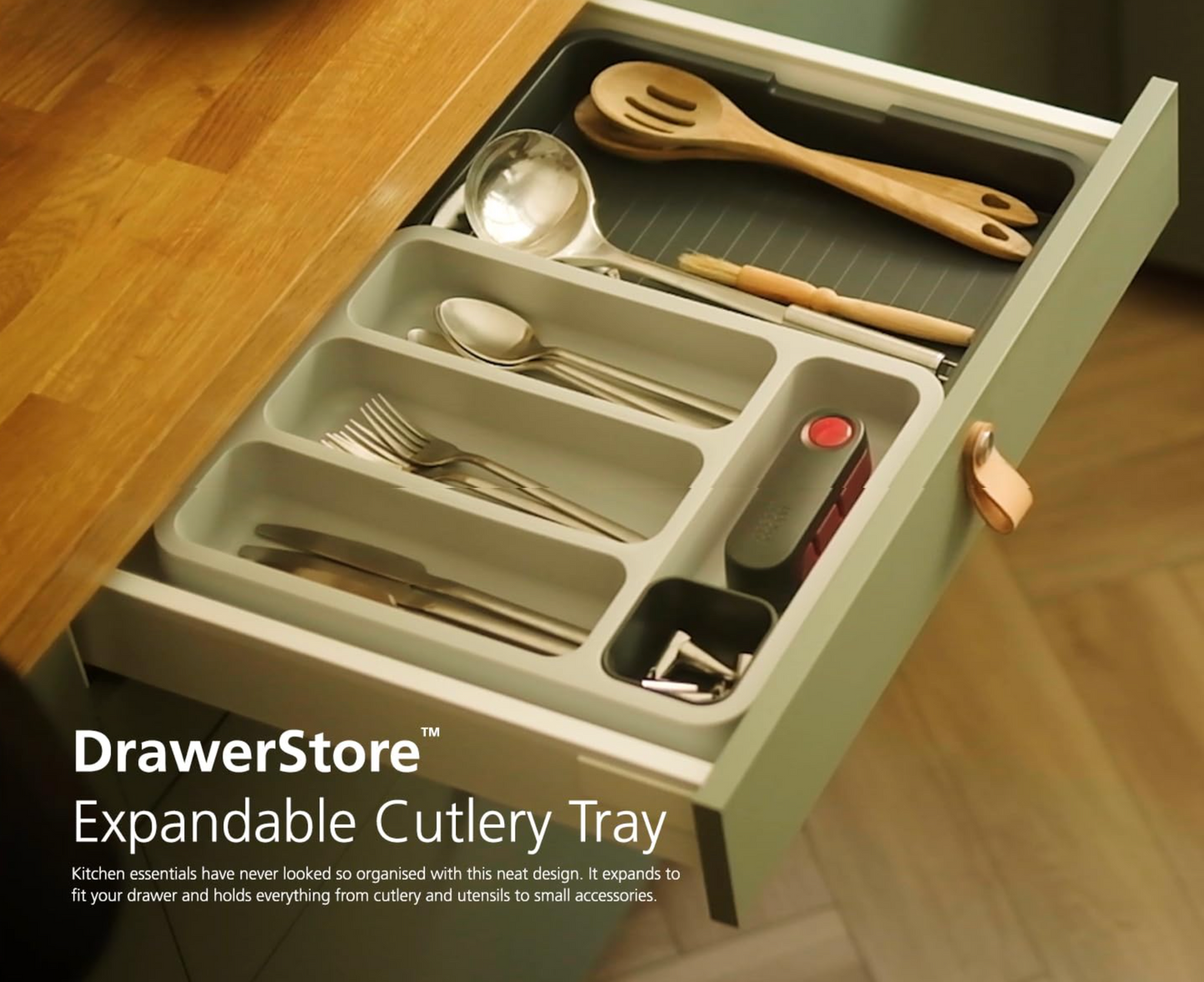 Joseph Joseph DrawerStore Expandable Cutlery Tray Drawer Organiser (Dark Grey)