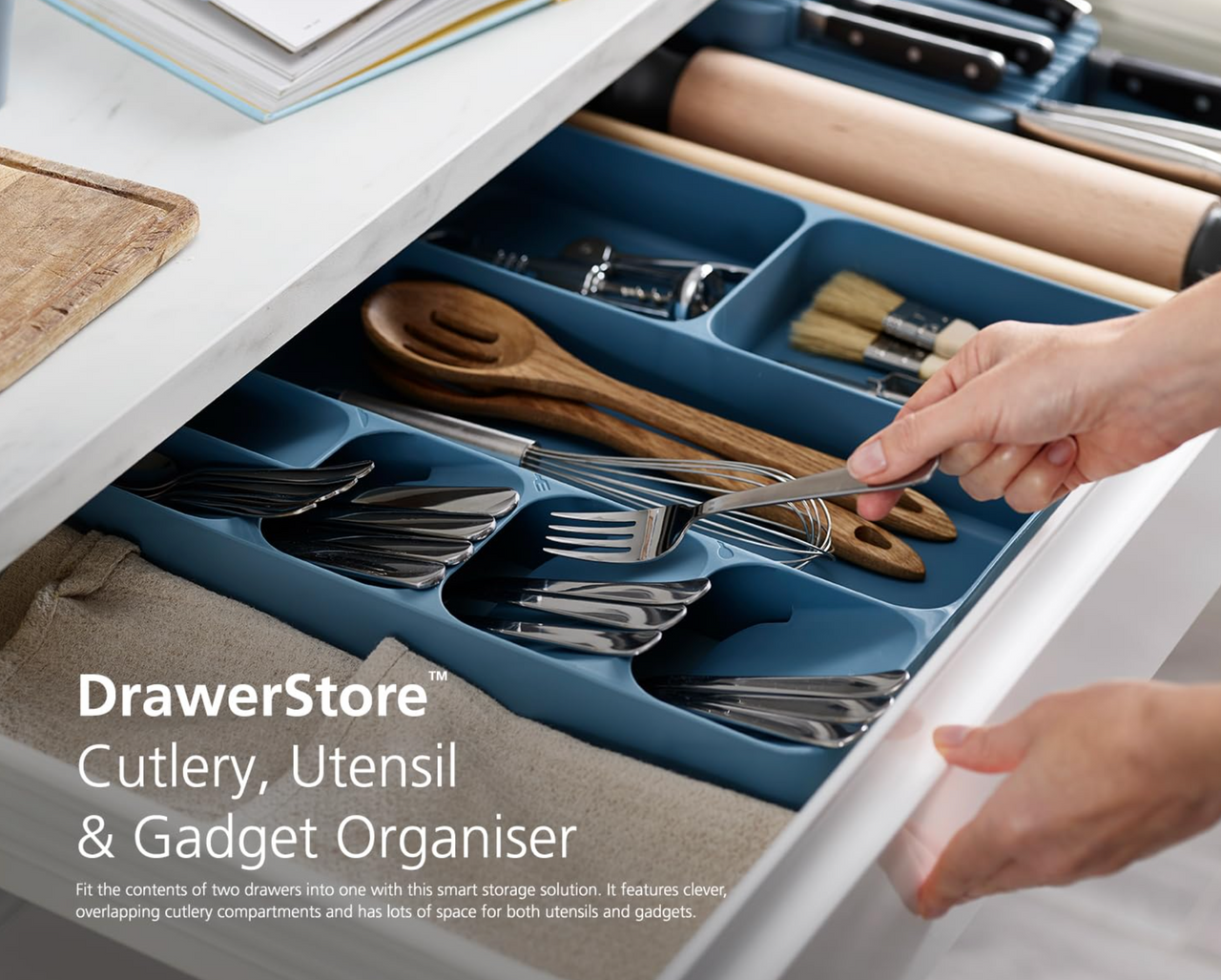Joseph Joseph Grey DrawerStore Cutlery Kitchen Utensils Drawer Organiser 85127 - Vibe Home