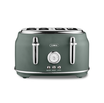 Tower Renaissance Kettle, 4 Slice Toaster & Canisters Kitchen Set (Forest Green)