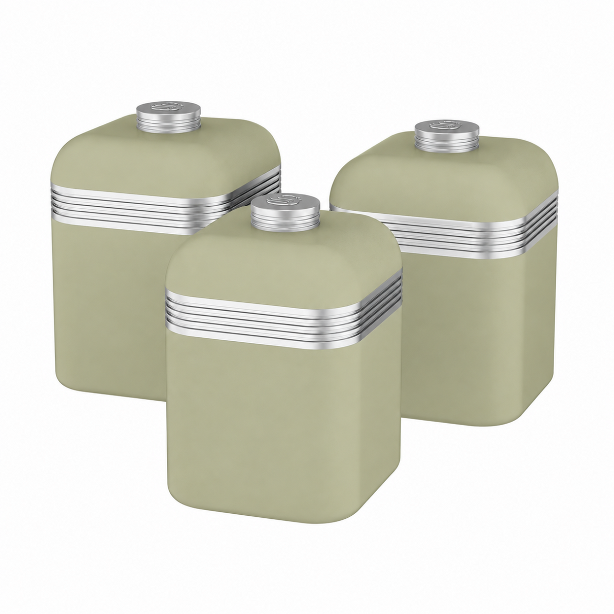 Swan Swan Retro Bread Bin & Canisters Kitchen Storage Set (Green)